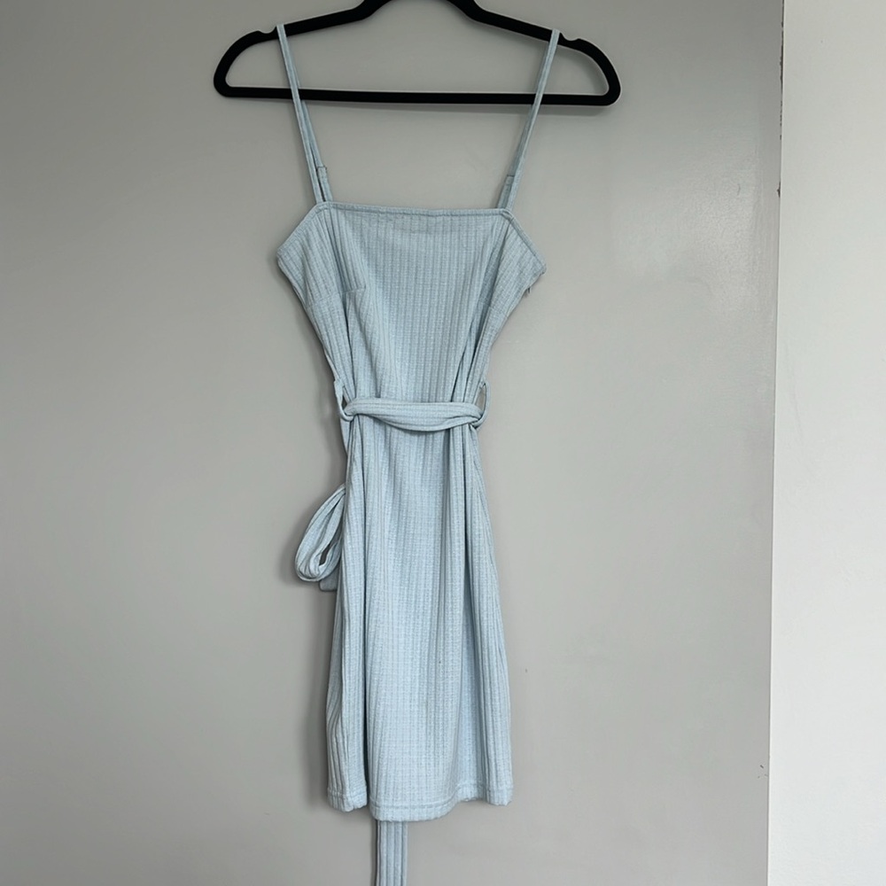 Blue Knit Tie Dress